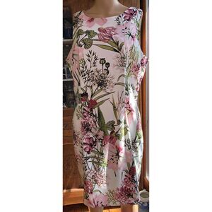 ALYX Womens White Pink Floral Sleeveless Shift Dress Round Neck Vietnam Size 18